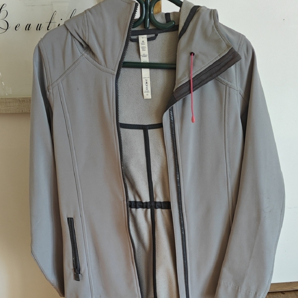 Lululemon Gray Hooded Jacket with Pink Accents